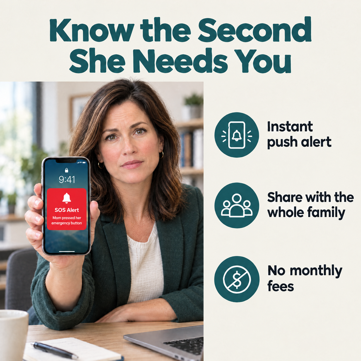 SOS alert notification on the phone