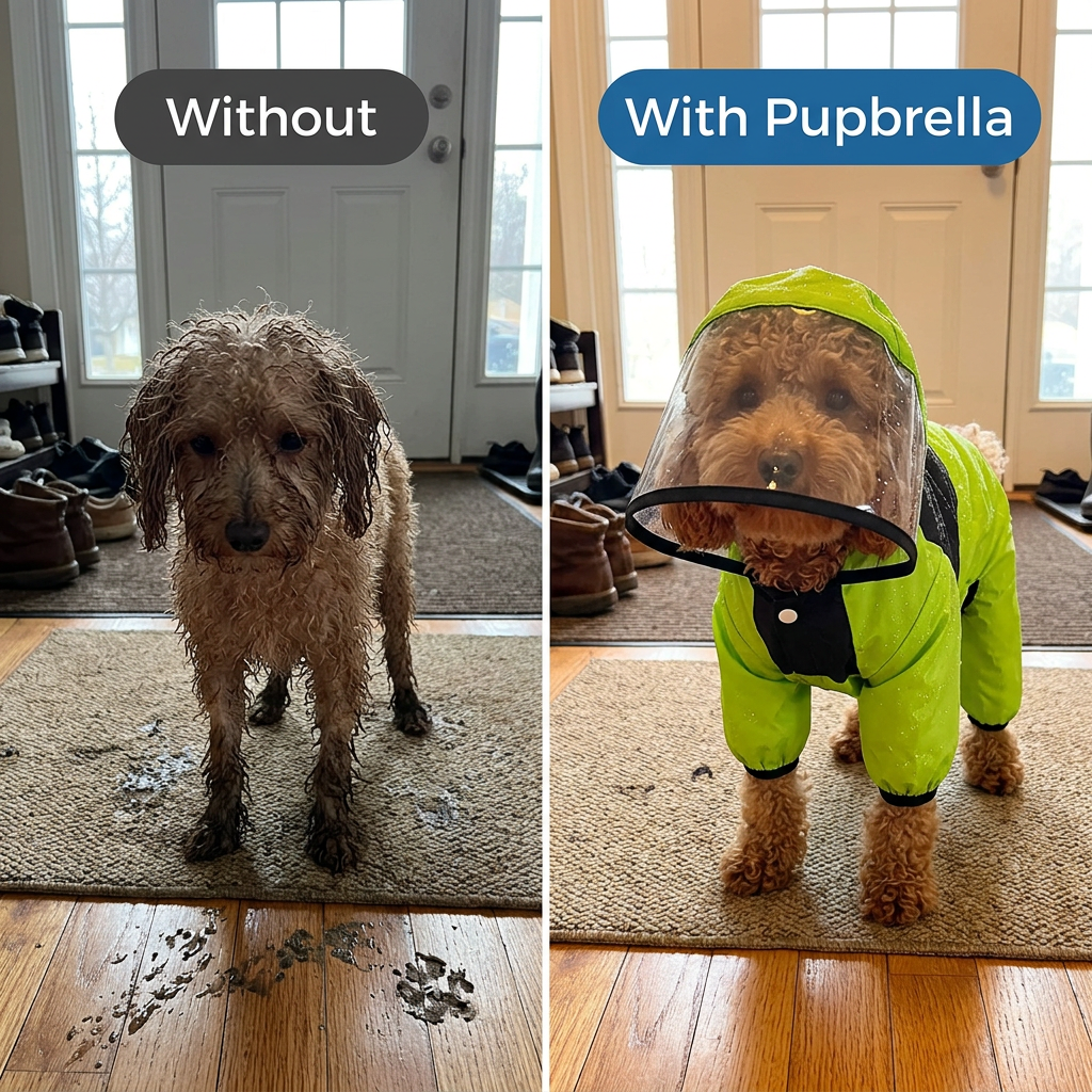 Before and after Pupbrella