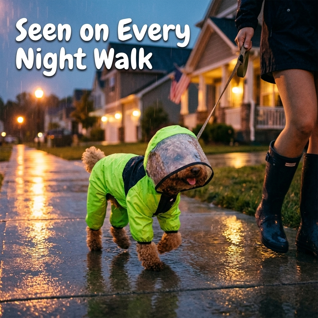 Pupbrella on a night walk
