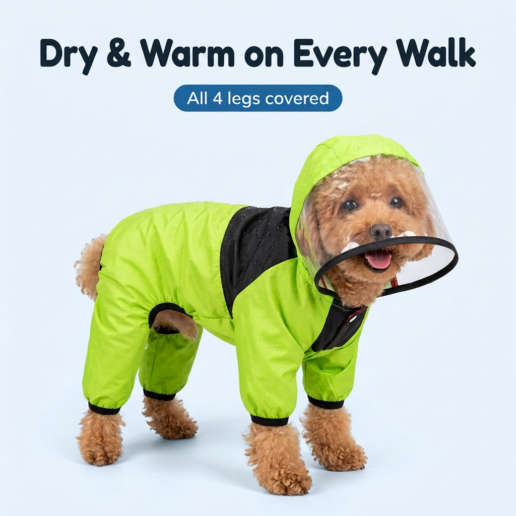 Pupbrella full-body dog raincoat in green – dry and warm on every walk